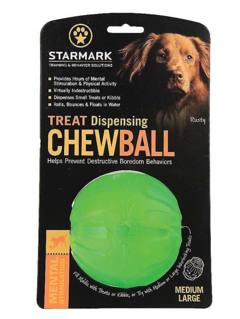 Starmark Treat Dispensing Pets Chew Ball Tough Dog Toy